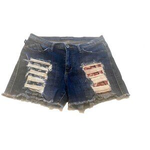 Rock Republic Distress Rip Cut-off Patch Shorts, Size 10